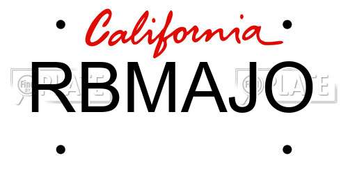 RBMAJO California License Plate