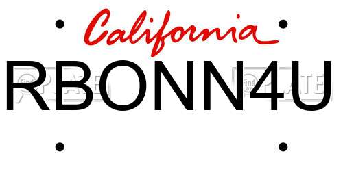 RBONN4U California License Plate