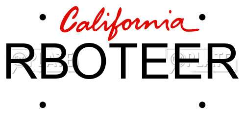 RBOTEER California License Plate
