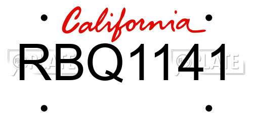 RBQ1141 California License Plate