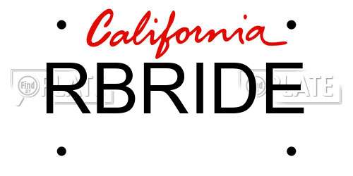 RBRIDE California License Plate