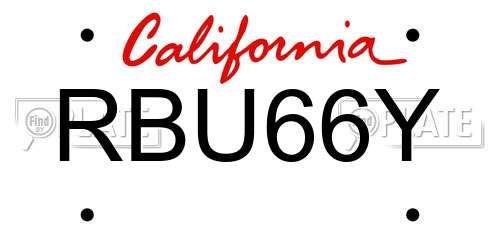 RBU66Y California License Plate