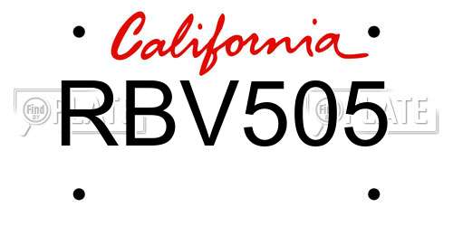 RBV505 California License Plate