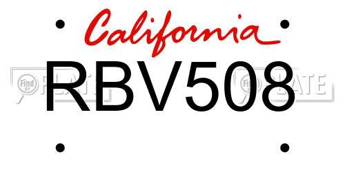 RBV508 California License Plate