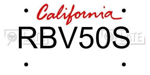 RBV50S California License Plate