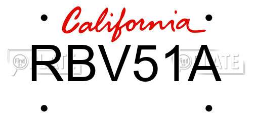 RBV51A California License Plate