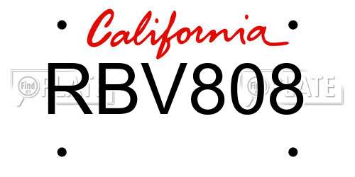 RBV808 California License Plate