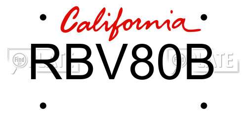 RBV80B California License Plate