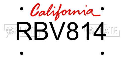 RBV814 California License Plate