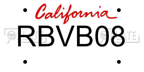 RBVB08 California License Plate