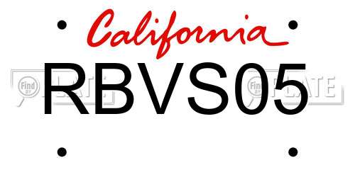 RBVS05 California License Plate