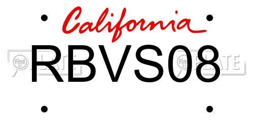RBVS08 California License Plate