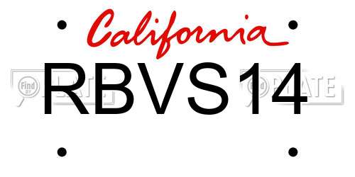RBVS14 California License Plate