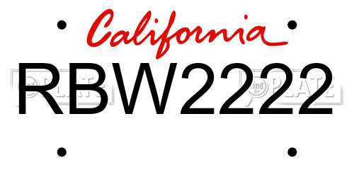 RBW2222 California License Plate
