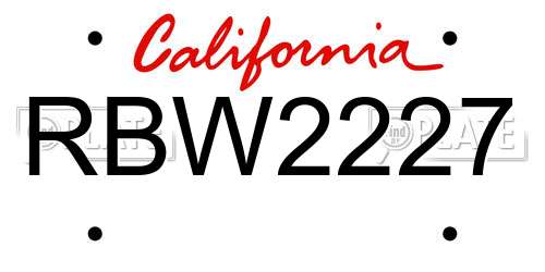 RBW2227 California License Plate