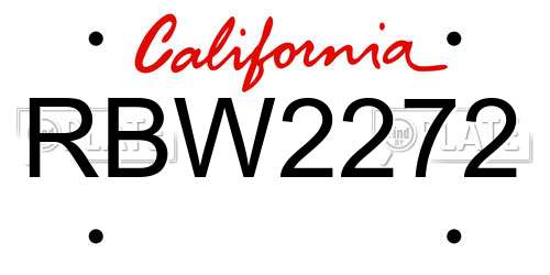 RBW2272 California License Plate