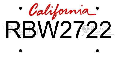 RBW2722 California License Plate