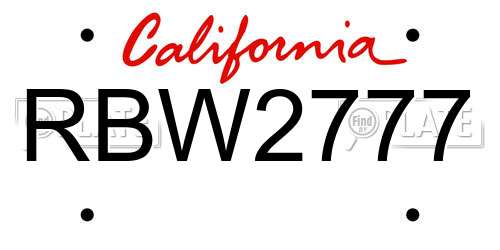 RBW2777 California License Plate