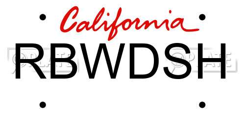 RBWDSH California License Plate