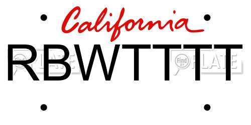 RBWTTTT California License Plate