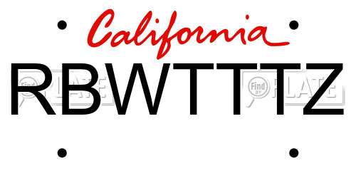 RBWTTTZ California License Plate