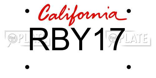 RBY17 California License Plate