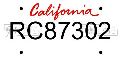 RC87302 California License Plate