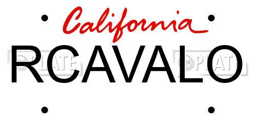 RCAVALO California License Plate