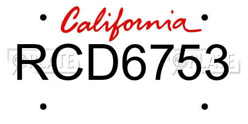 RCD6753 California License Plate