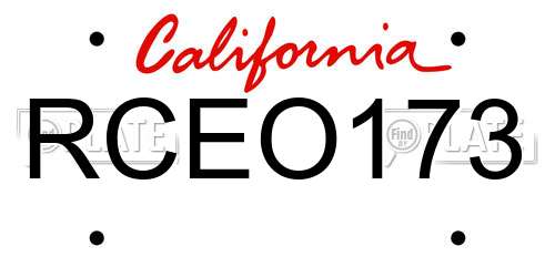 RCEO173 California License Plate
