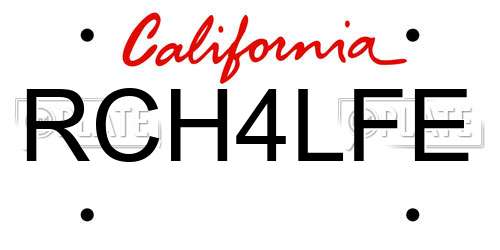 RCH4LFE California License Plate