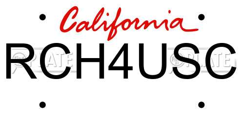 RCH4USC California License Plate