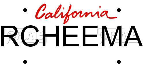RCHEEMA California License Plate