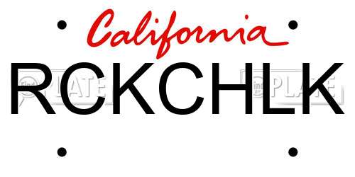 RCKCHLK California License Plate