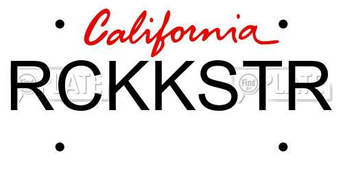 RCKKSTR California License Plate