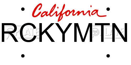 RCKYMTN California License Plate
