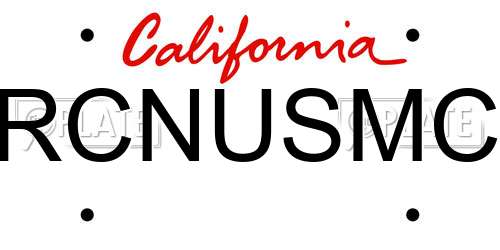 RCNUSMC California License Plate