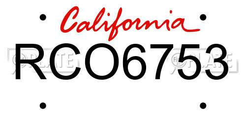 RCO6753 California License Plate