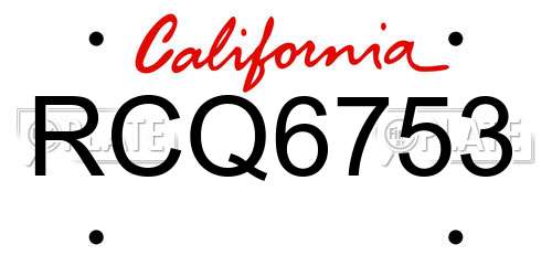 RCQ6753 California License Plate