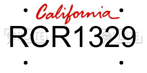 RCR1329 California License Plate