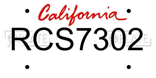 RCS7302 California License Plate