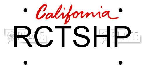 RCTSHP California License Plate