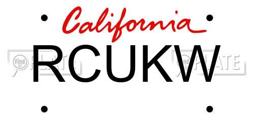 RCUKW California License Plate