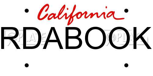 RDABOOK California License Plate