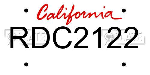 RDC2122 California License Plate