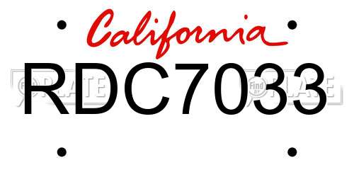 RDC7033 California License Plate