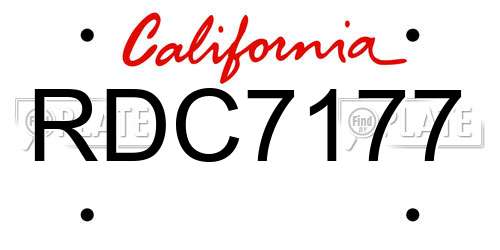 RDC7177 California License Plate
