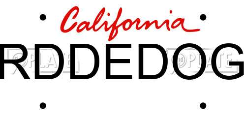 RDDEDOG California License Plate