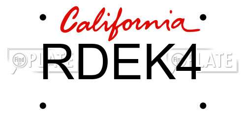 RDEK4 California License Plate