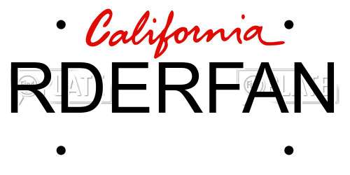 RDERFAN California License Plate